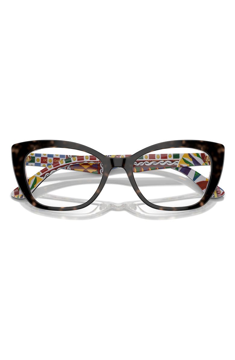 Dolce&Gabbana 54mm Cat Eye Optical Glasses, Alternate, color, White Havana
