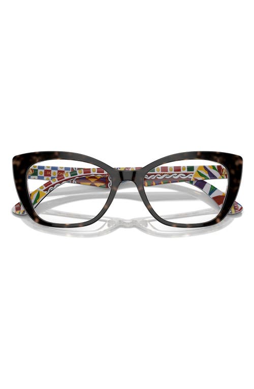 Dolce & Gabbana Dolce&gabbana 54mm Cat Eye Optical Glasses In White Havana