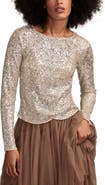 Lucky Brand Sequin Long Sleeve Top