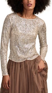 Lucky Brand Sequin Long Sleeve Top