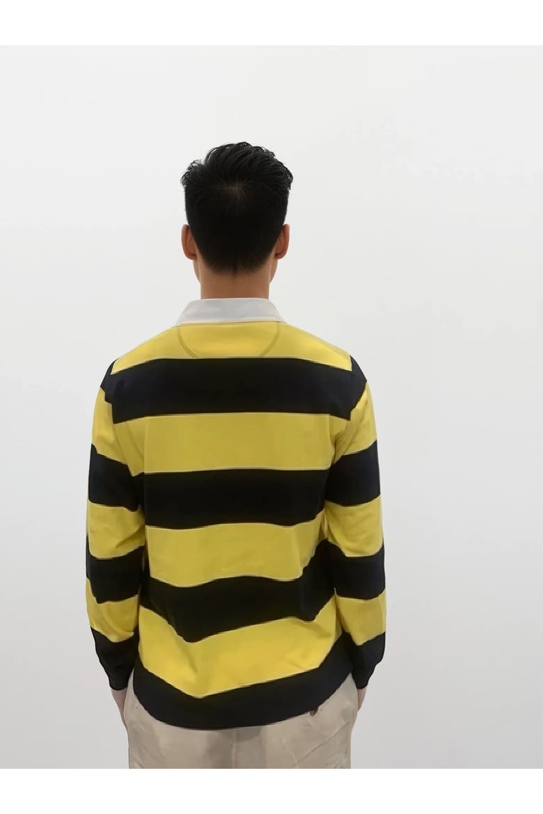 Varsity Stripe Rugby Shirt, Alternate, color, Yellow / Navy