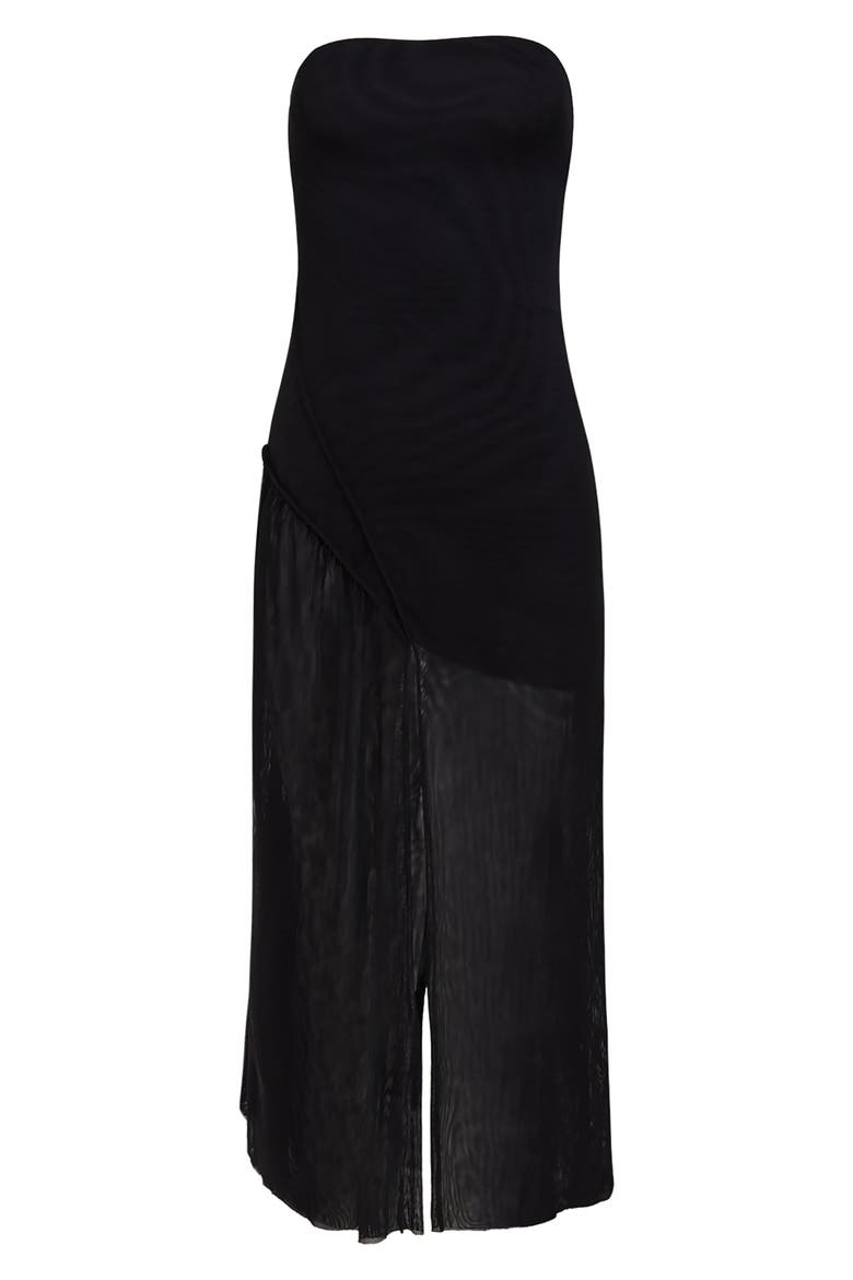Lavi Strapless Maxi Cover-Up Dress, Alternate, color, BLACK