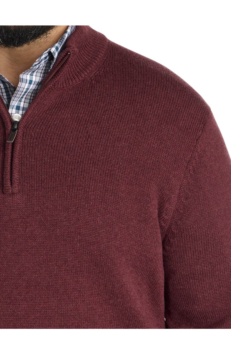 Oak Hill by DXL Big & Tall Heathered 1/4-Zip Pullover, Alternate, color, Rum Raisian Heather