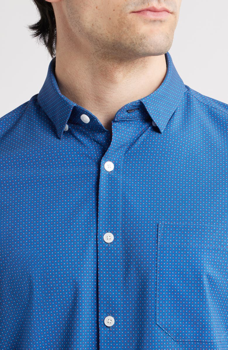 Mizzen+Main Leeward Trim Fit Neat Short Sleeve Button-Up Shirt, Alternate, color, Set Sail Dual Dots