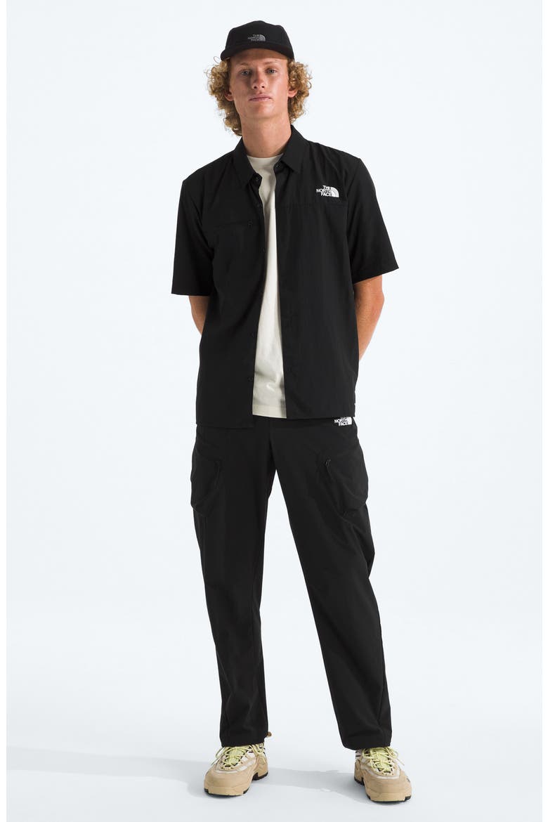Packable Short-Sleeve Button-Up Shirt, Alternate, color, TNF BLACK