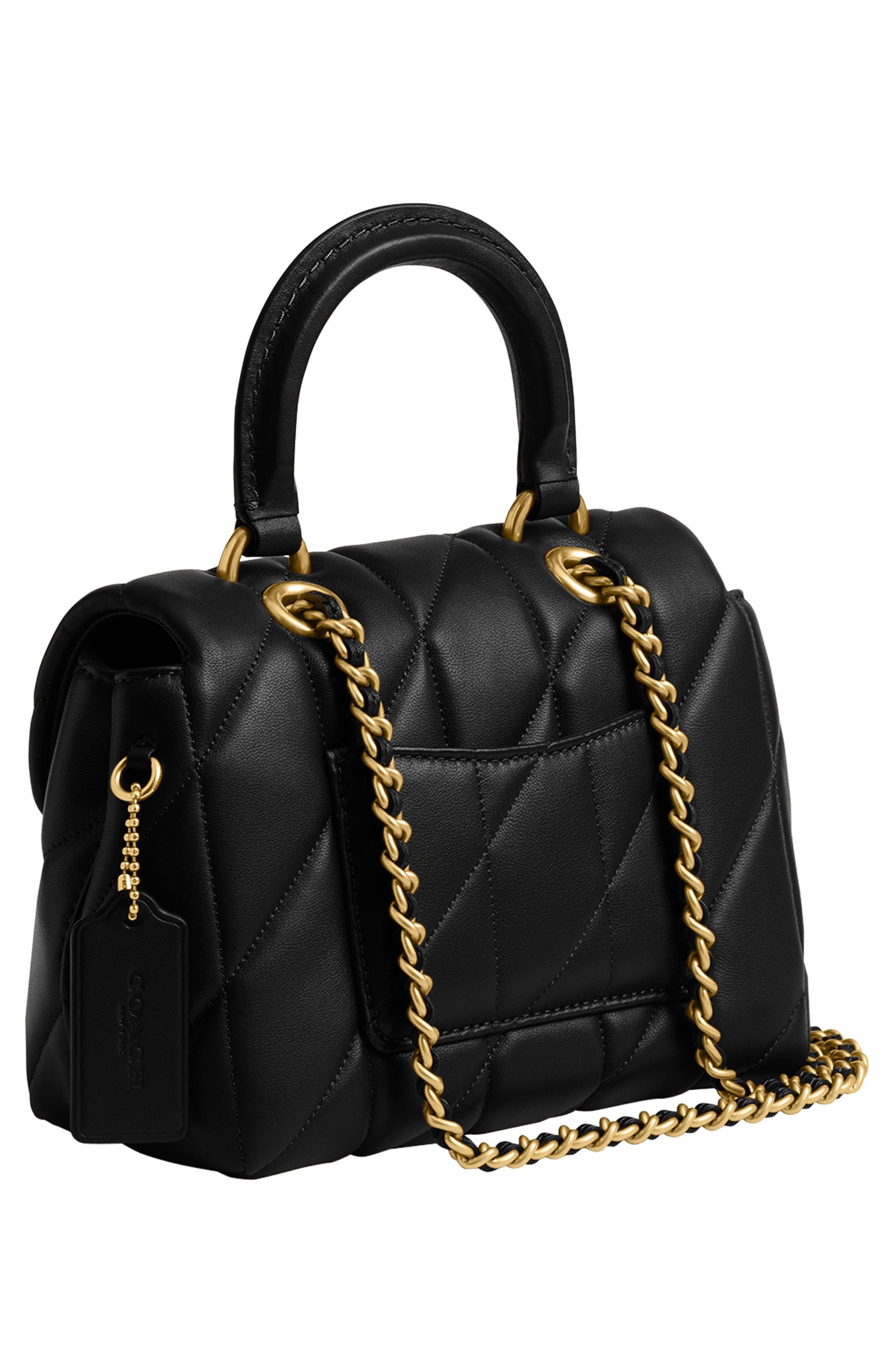 COACH Tabby Quilted Leather Convertible Top Handle Bag, Alternate, color, Black