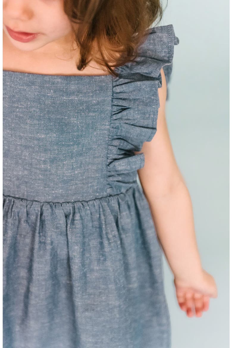 Kids' Flutter Sleeve Chambray Dress, Alternate, color, CHAMBRAY