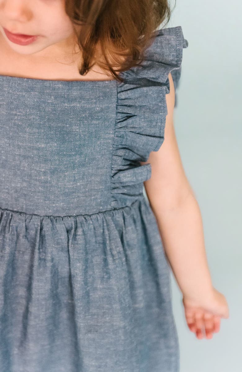 Pehr Kids' Flutter Sleeve Chambray Dress, Alternate, color, Chambray
