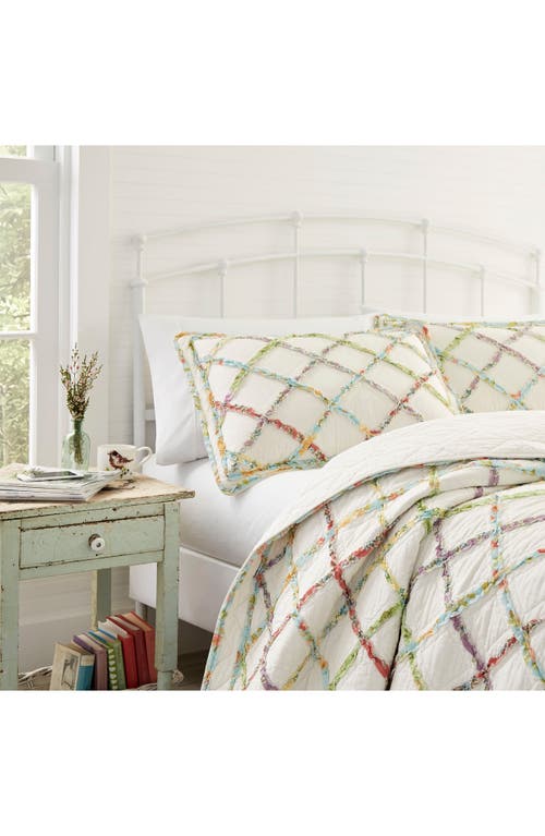 Laura Ashley Ruffle Garden Twin Quilt & Sham Set In Ivory Multi