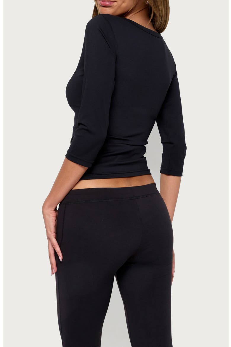 Desi Three-Quarter-Sleeve Top, Alternate, color, BLACK