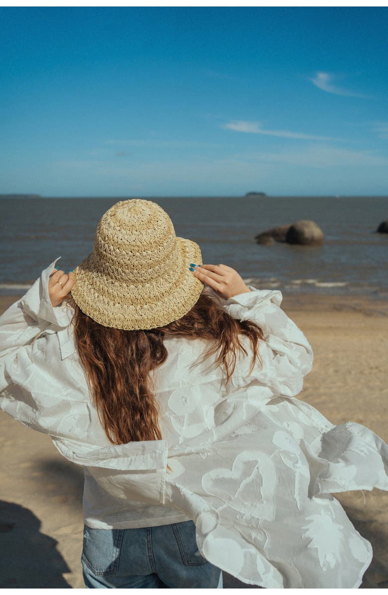 Lost Pattern "Linea" Packable Straw Hat, Alternate, color, Khaki