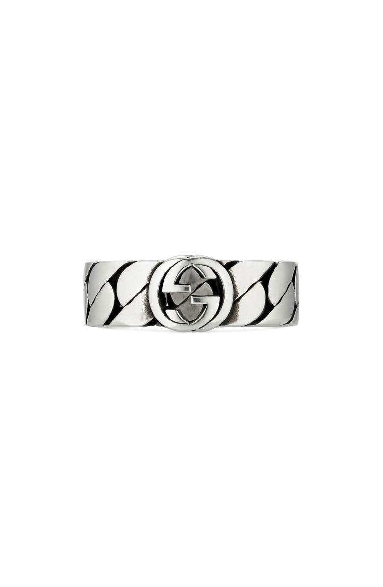 Gucci Interlocking-G Sterling Silver Ring, Main, color, 