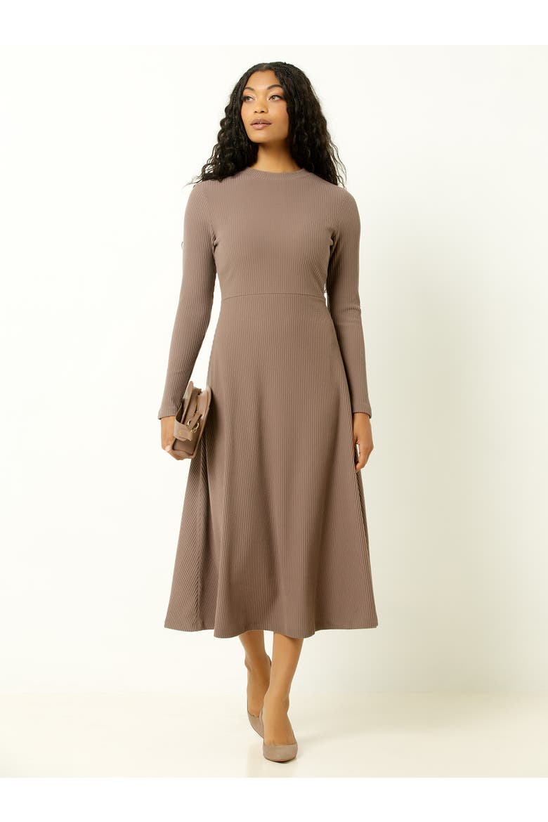 Ribbed Midi Dress, Main, color, Deep Taupe