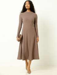 Single Stitch Ribbed Midi Dress