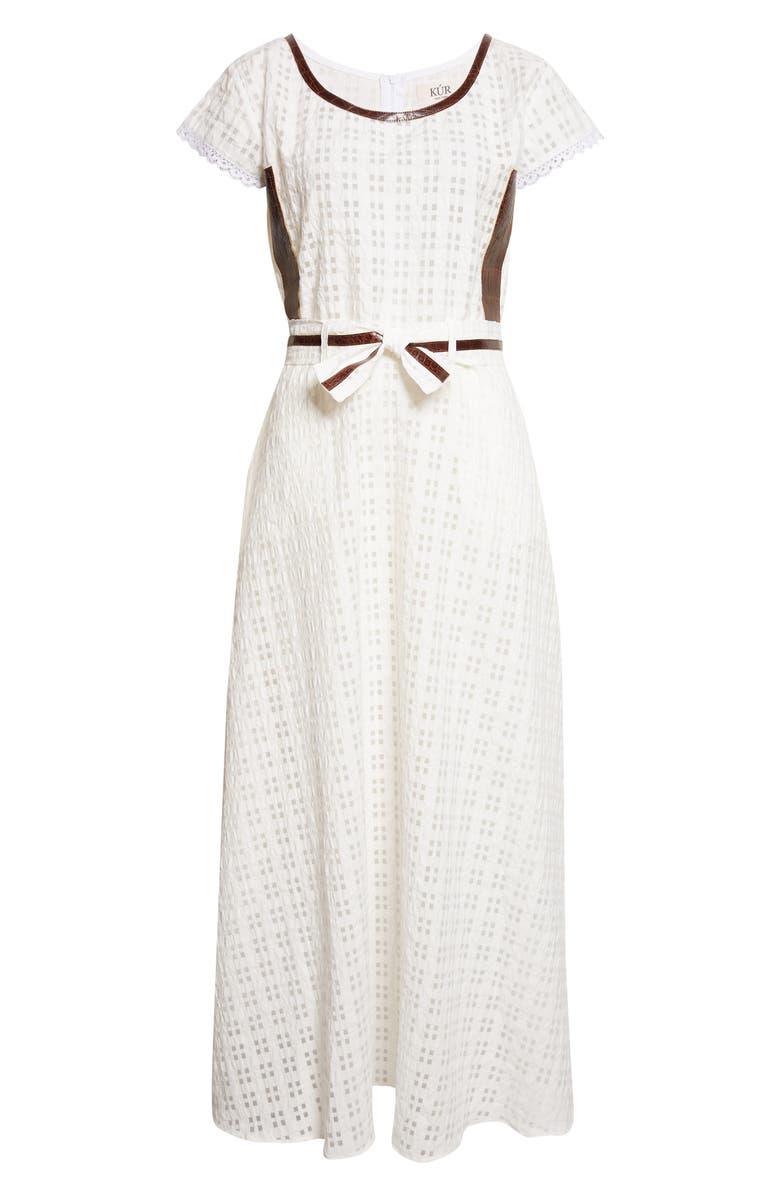 KÚR Belted Mixed Media Maxi Dress, Alternate, color, White