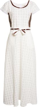 KÚR Belted Mixed Media Maxi Dress