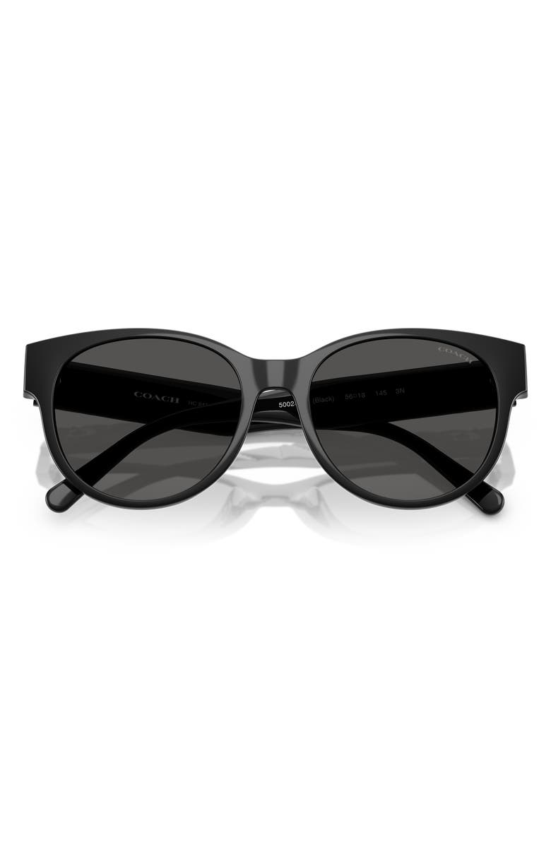 COACH 56mm Gradient Round Sunglasses, Alternate, color, Black / Grey Solid