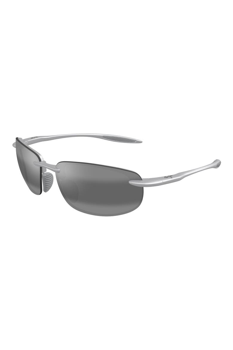 Hookipa 63mm PolarizedPlus®2 Rectangular Sunglasses, Alternate, color, METAL MATTE SILVER/ GREY