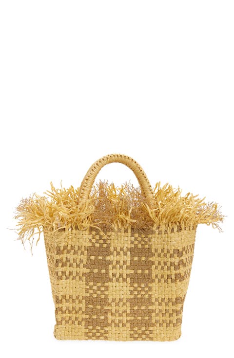 Mini Check Mate Raffia Handbag