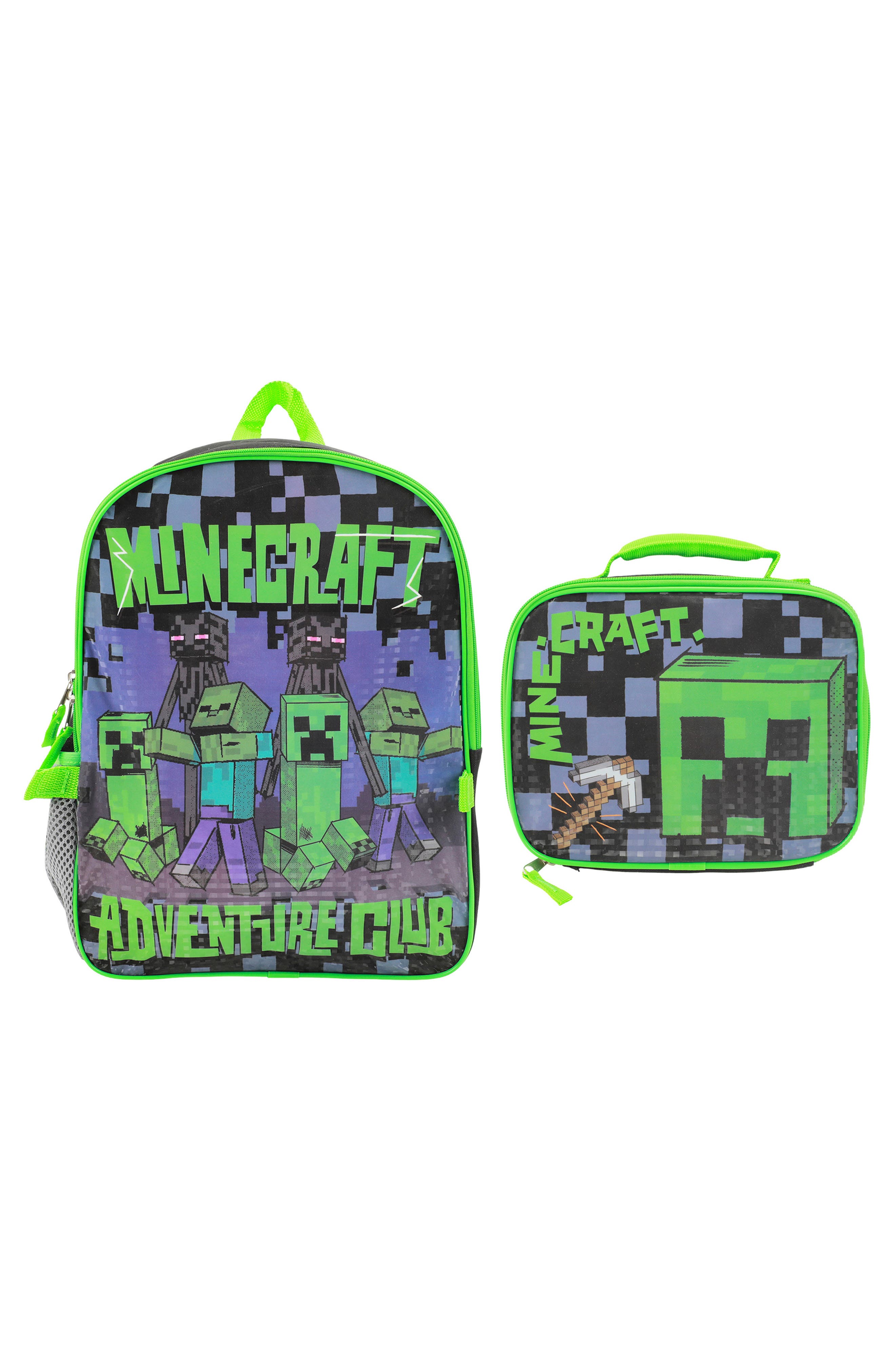 BIOWORLD Kids' Minecraft Backpack with Lunch Bag, Alternate, color, 