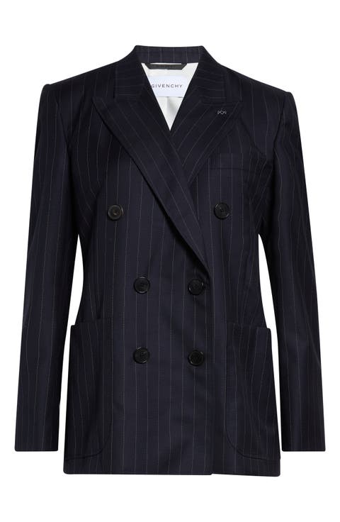 Pinstripe Double Breasted Wool Jacket