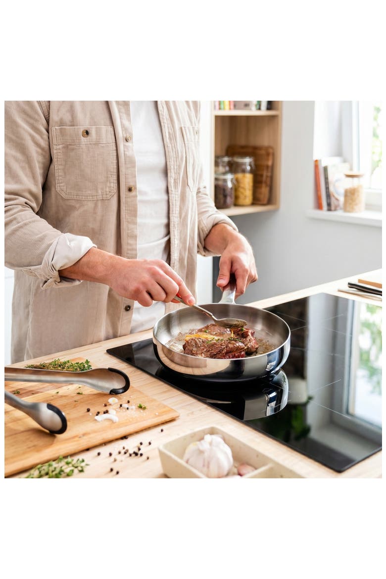 Belly Tri-Ply Stainless Steel Skillet, Alternate, color, STELLAR
