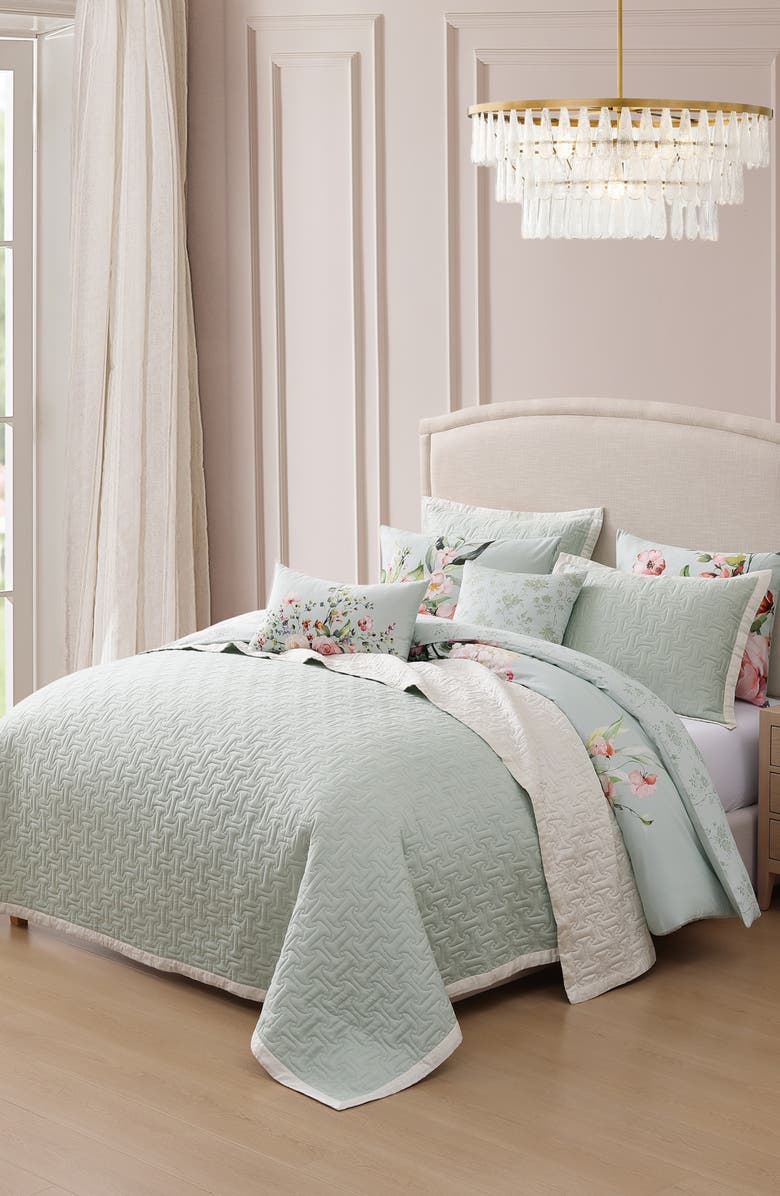 Bebejan Rose On Misty Green 8-Piece Reversible Comforter Set, Alternate, color, Green