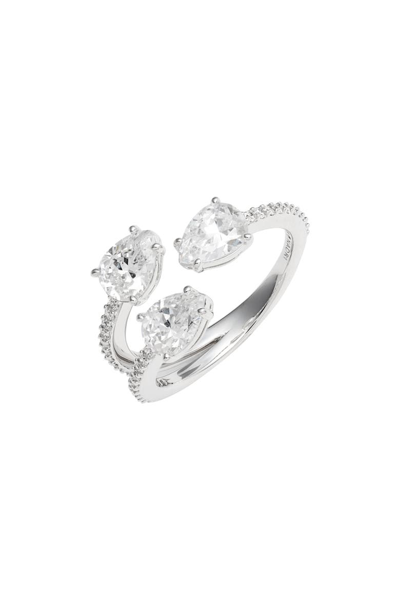 Bypass Cubic Zirconia Ring, Main, color, RHODIUM
