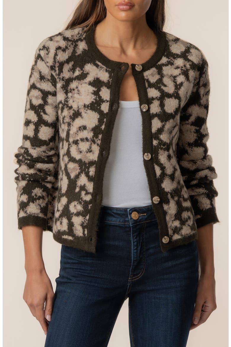 Sadie Leopard Print Cardigan, Alternate, color, BROWN