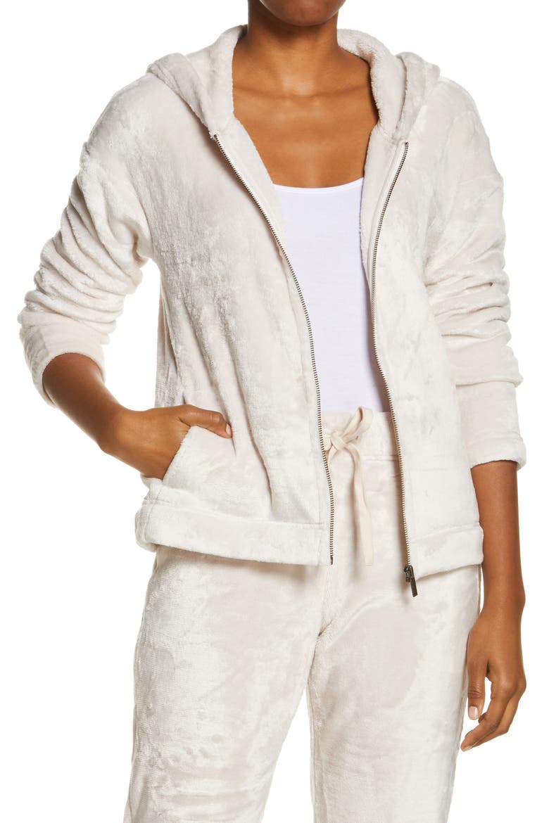 Tasha Double Face Fleece Zip Hoodie, Main, color, MOONBEAM