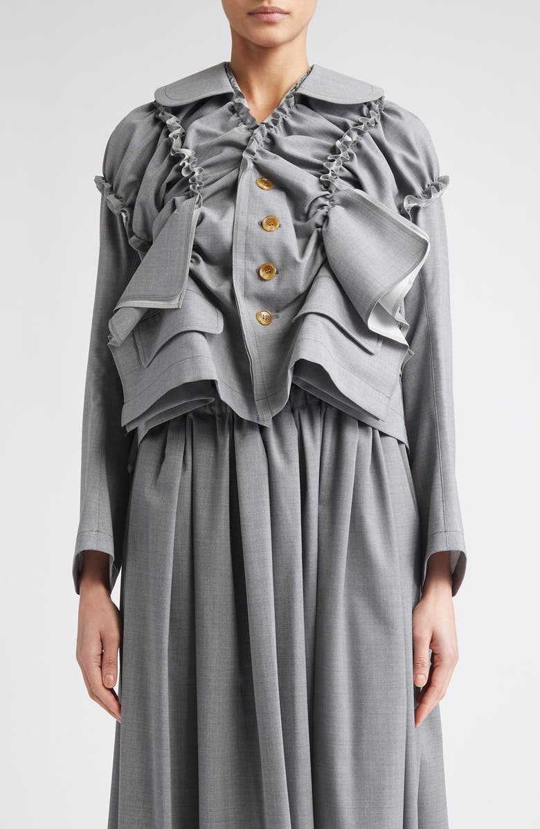 Tao Comme des Garçons Deconstructed Tropical Wool Blend Jacket, Main, color, 