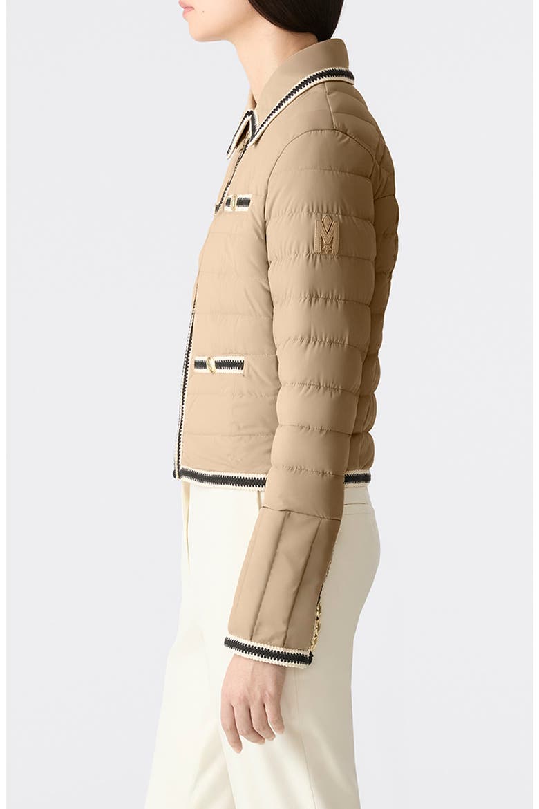 Petunia Water Repellent Braid Trim Down Puffer Jacket, Alternate, color, LIGHT CAMEL
