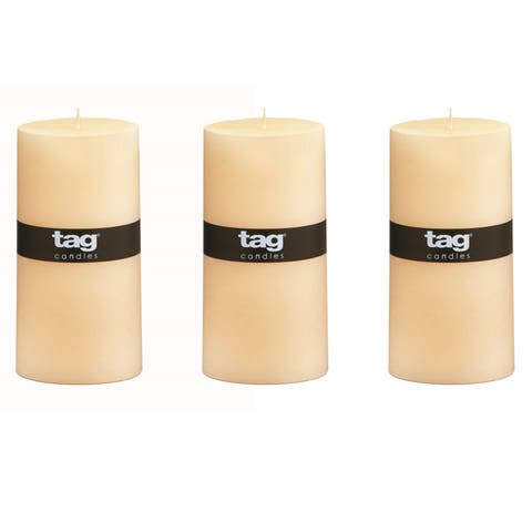 Chapel Ivory Pillar Candles Unscented Long Burning Set of 3