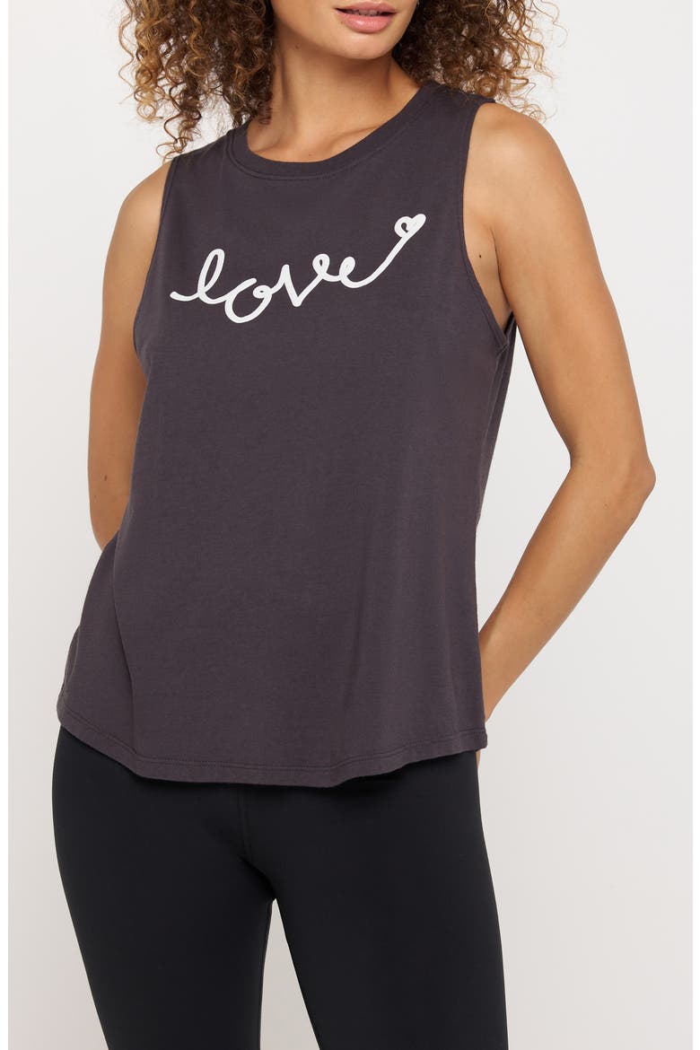 Love Script Jade Cotton Blend Muscle Tank, Main, color, VINTAGE BLACK
