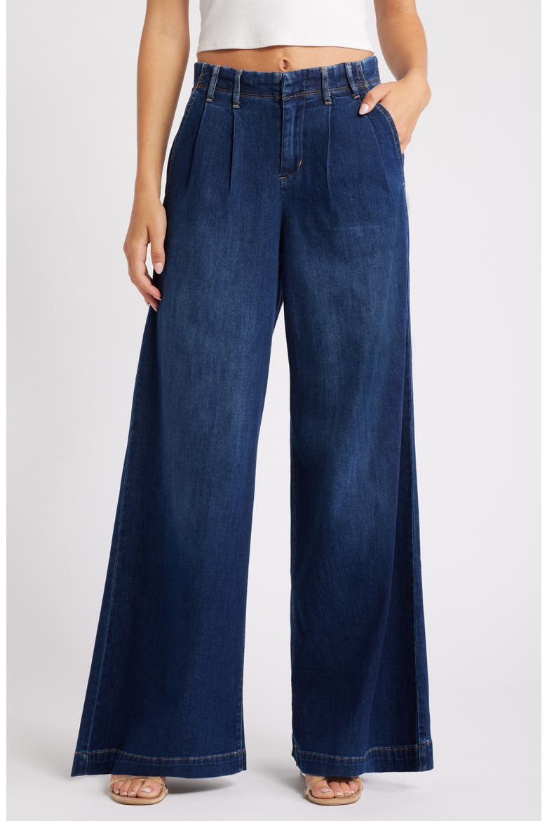 Pleated High Waist Super Wide Leg Jeans, Main, color, QUINLIN