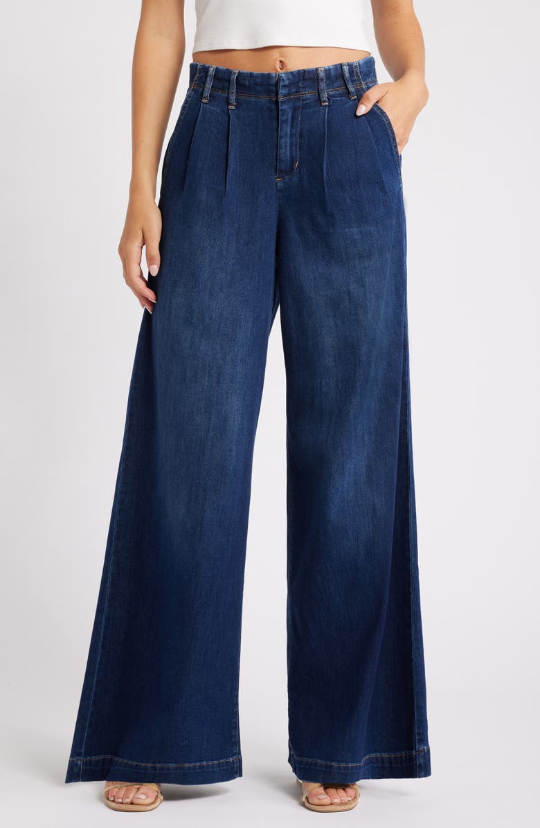 1822 Denim Pleated High Waist Super Wide Leg Jeans, Main, color, Quinlin