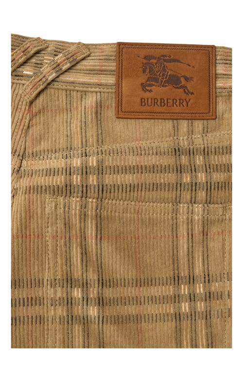 Burberry Men Beige Crewneck T-shirt With Check Motif On The Collar In Cotton Man