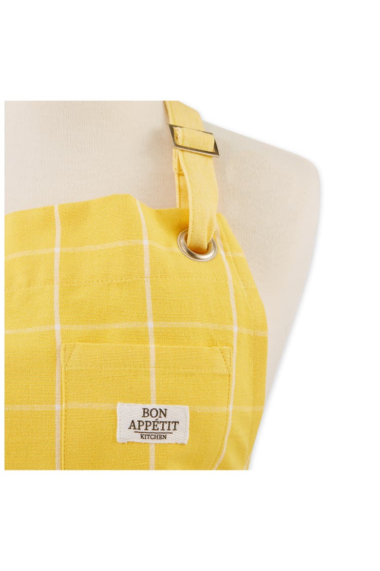 Windowpane Print Cotton Apron, Alternate, color, YELLOW