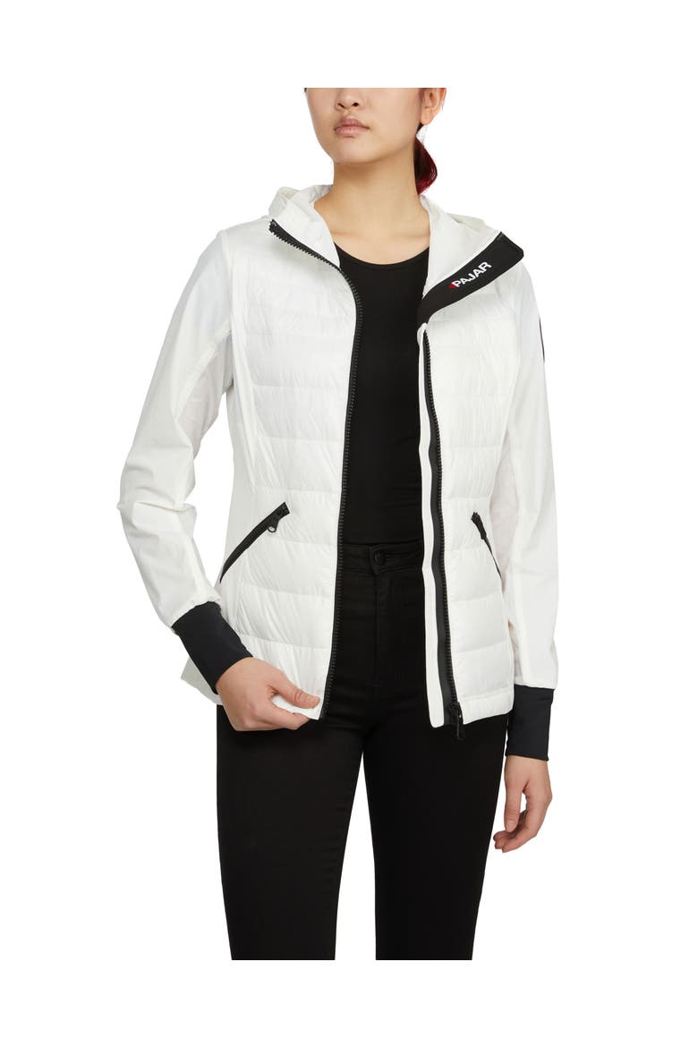 Cressy Mixed Media Channel Quilted Stretch Puffer, Alternate, color, White Op