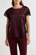 Anne Klein Lace Trim Satin Top