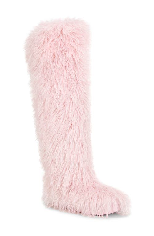 Azalea Wang Templeton Shaggy Faux Shearling Thigh-high Boot In Pink