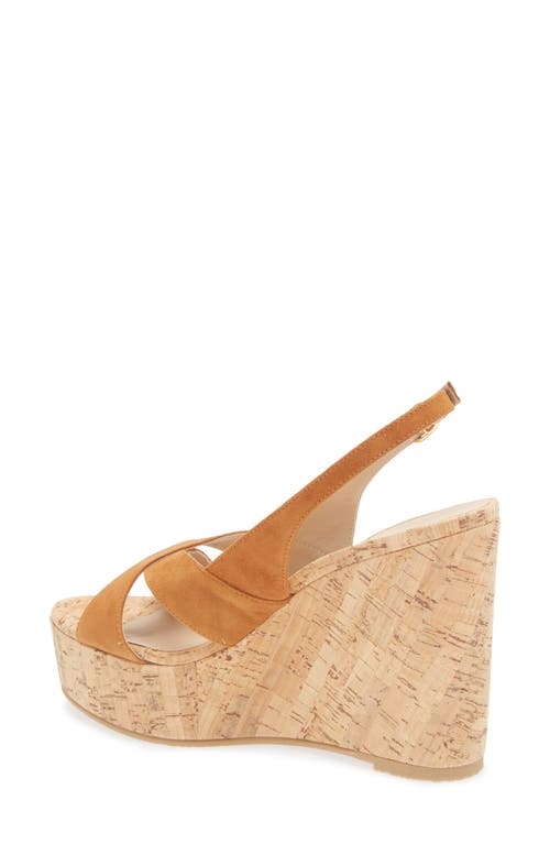 Stuart Weitzman Dayna Slingback Platform Wedge Sandal In Brown