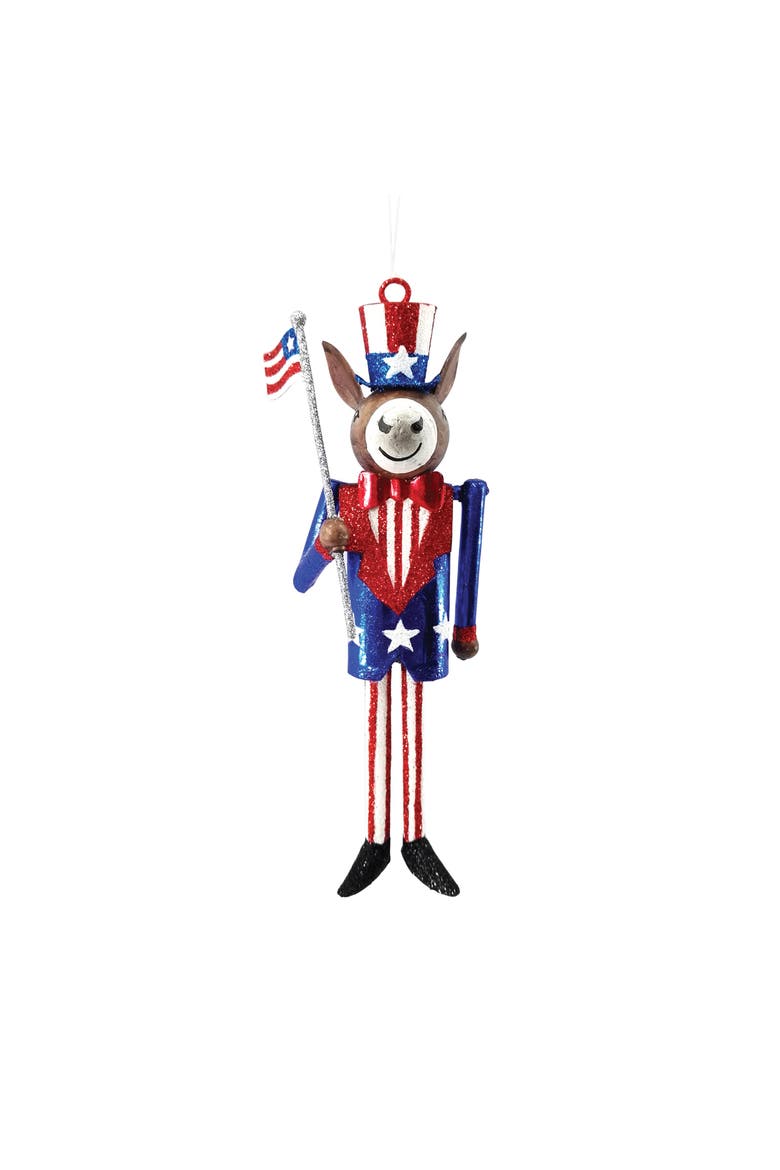 Democrat Donkey 4th of July Patriotic Ornament Decoration, Main, color, Blue