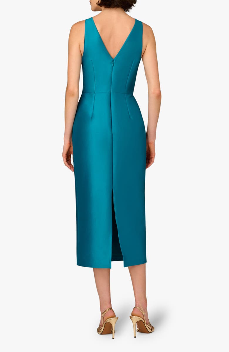 Aidan Mattox Beaded V-Neck Midi Dress, Alternate, color, Peacock