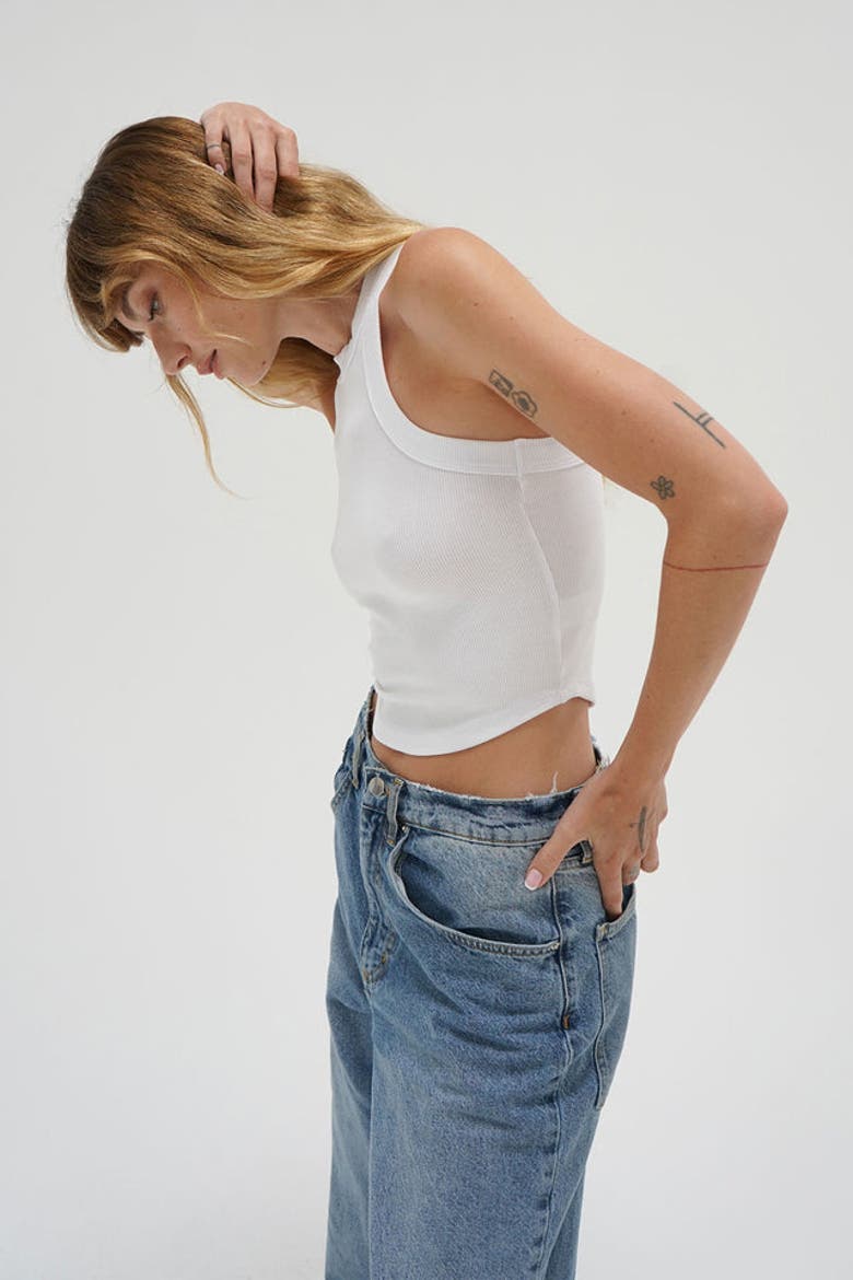 Detra Ribbed Tank, Alternate, color, White