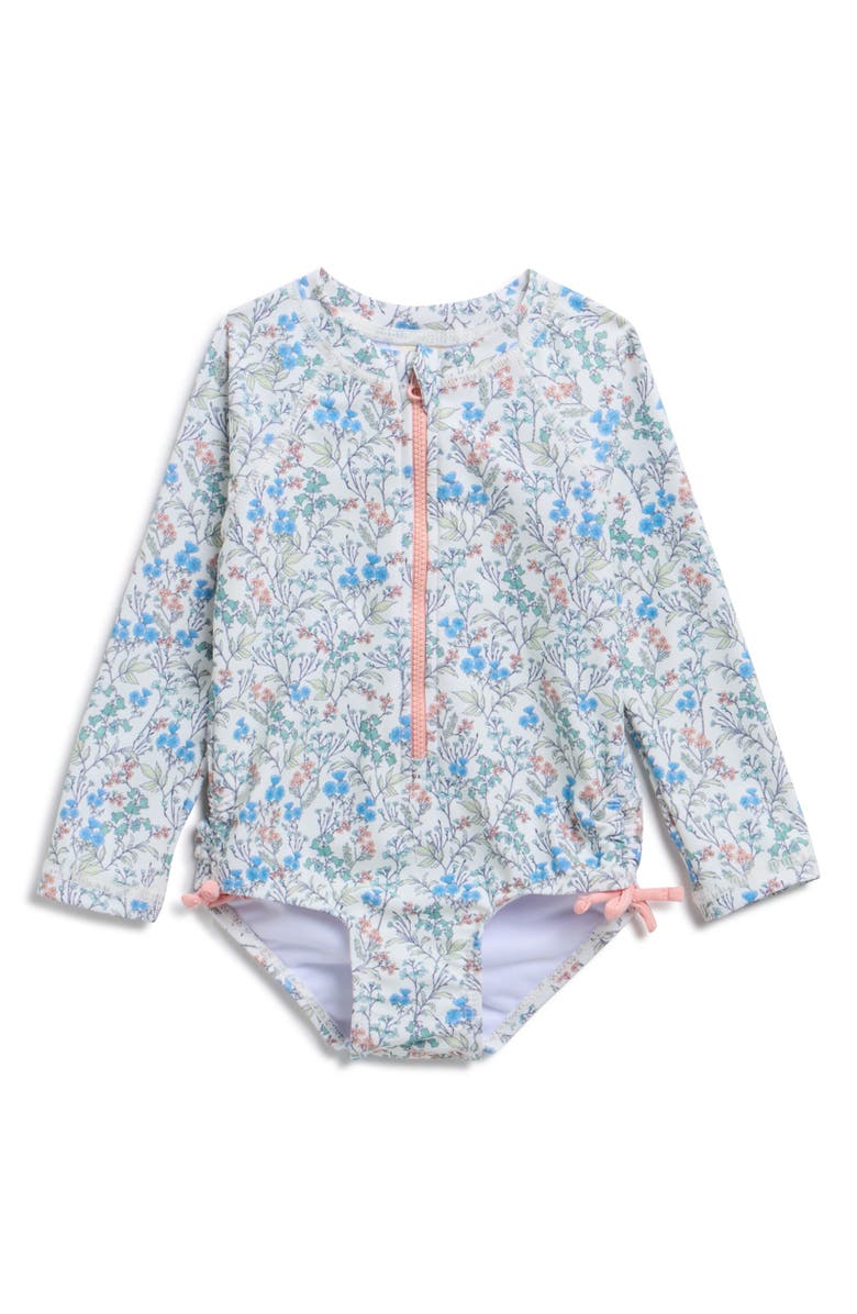OSHKOSH BGOSH Amour Floral One-Piece Rashguard, Main, color, Ivory