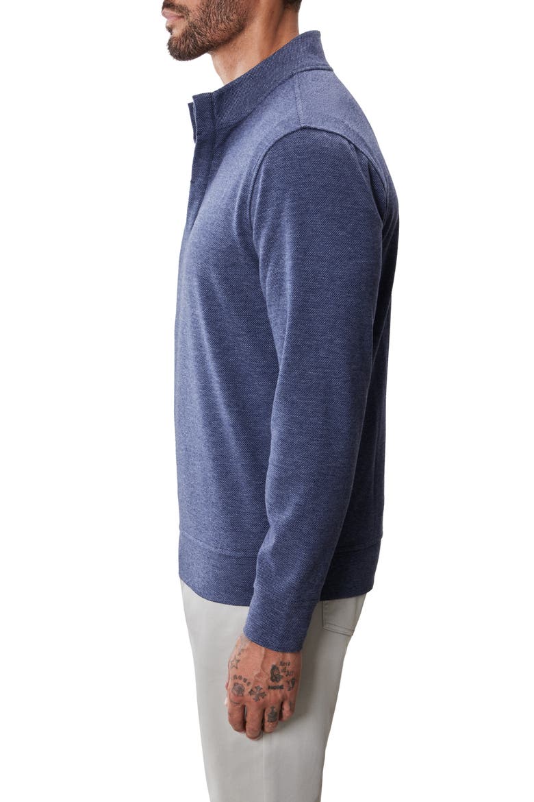 Clarence Textured Quarter Button Pullover, Alternate, color, DENIM
