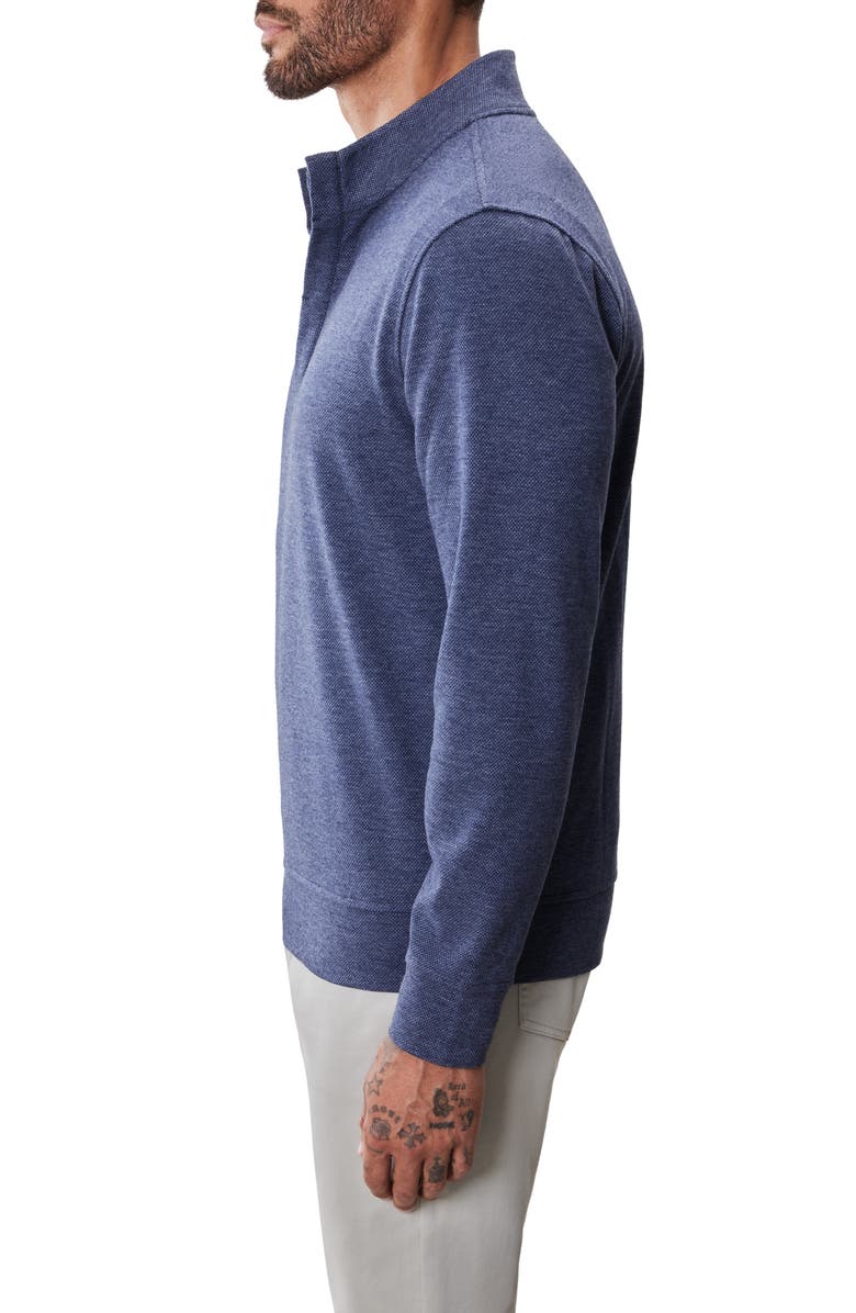 Robert Barakett Clarence Textured Quarter Button Pullover, Alternate, color, Denim