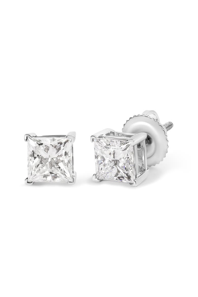 14K White Gold 1 1/2 Cttw Diamond Solitaire Stud Earrings, Alternate, color, White