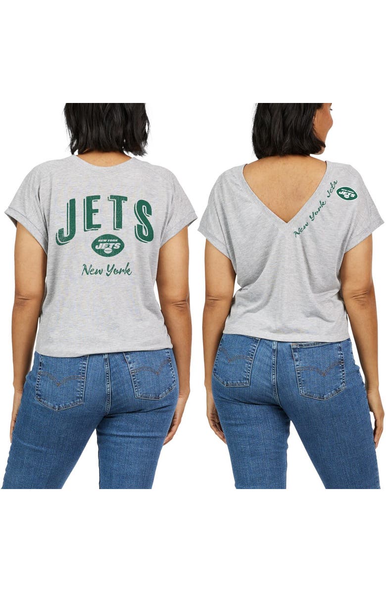 WEAR by Erin Andrews Women's WEAR by Erin Andrews Heather Gray New York Jets Reversible T-Shirt, Alternate, color,